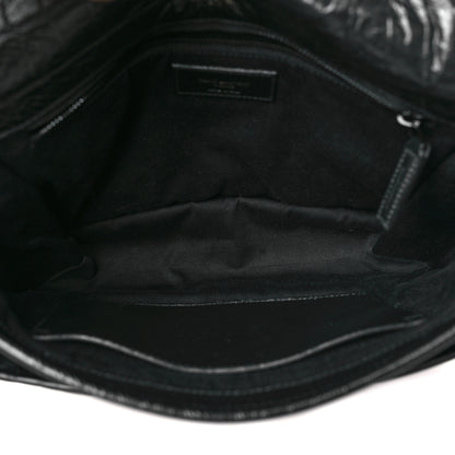 Saint Laurent Crocodile Embossed Lambskin Monogram Medium Niki Chain Satchel Black 5 of 11