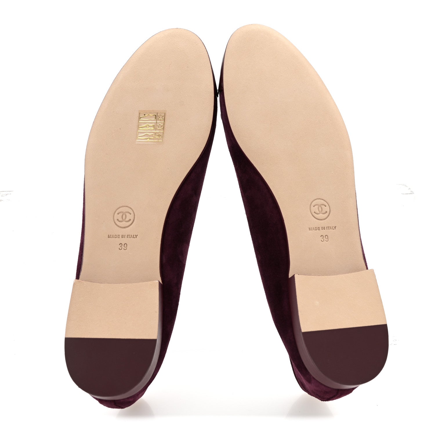 Chanel Suede Patent Calfskin Cap Toe CC Ballerina Flats 39 Burgundy 6 of 10