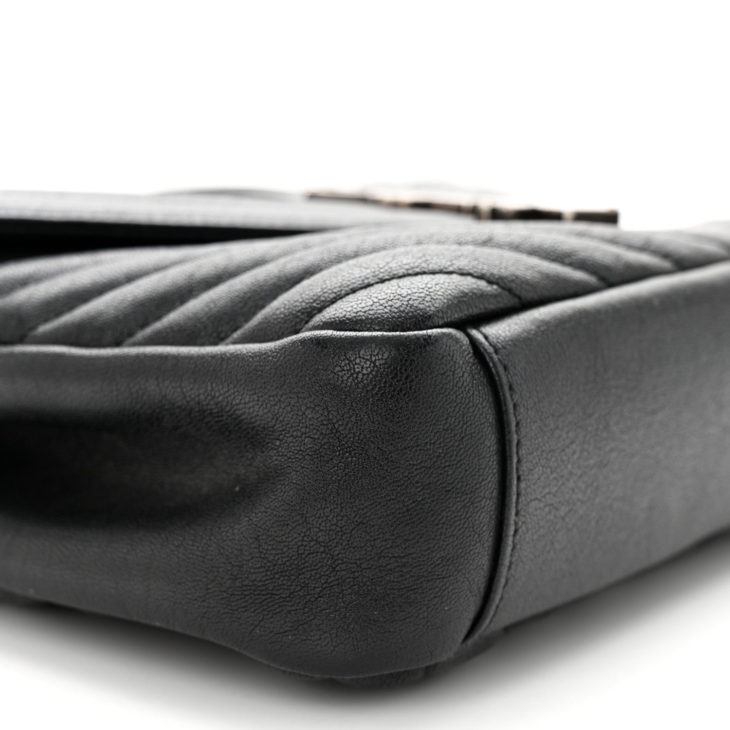 Saint Laurent Sheepskin Matelasse Chevron Monogram Medium College Bag Black 9 of 11