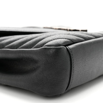 Saint Laurent Sheepskin Matelasse Chevron Monogram Medium College Bag Black 9 of 11