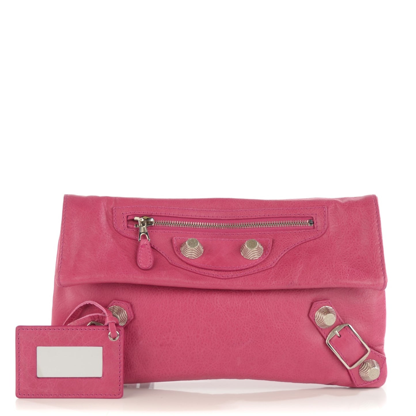 Agneau Giant 21 Silver Hardware Envelope Clutch Cyclamen
