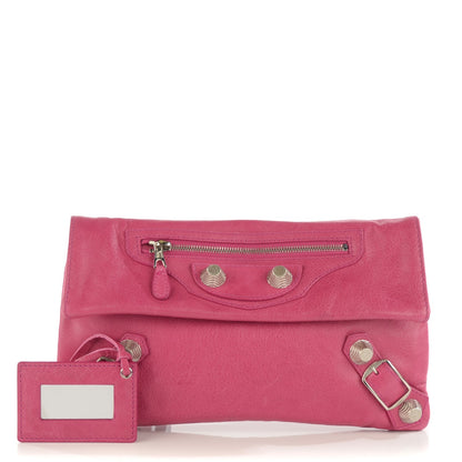 Balenciaga Agneau Giant 21 Silver Hardware Envelope Clutch Cyclamen 1 of 7