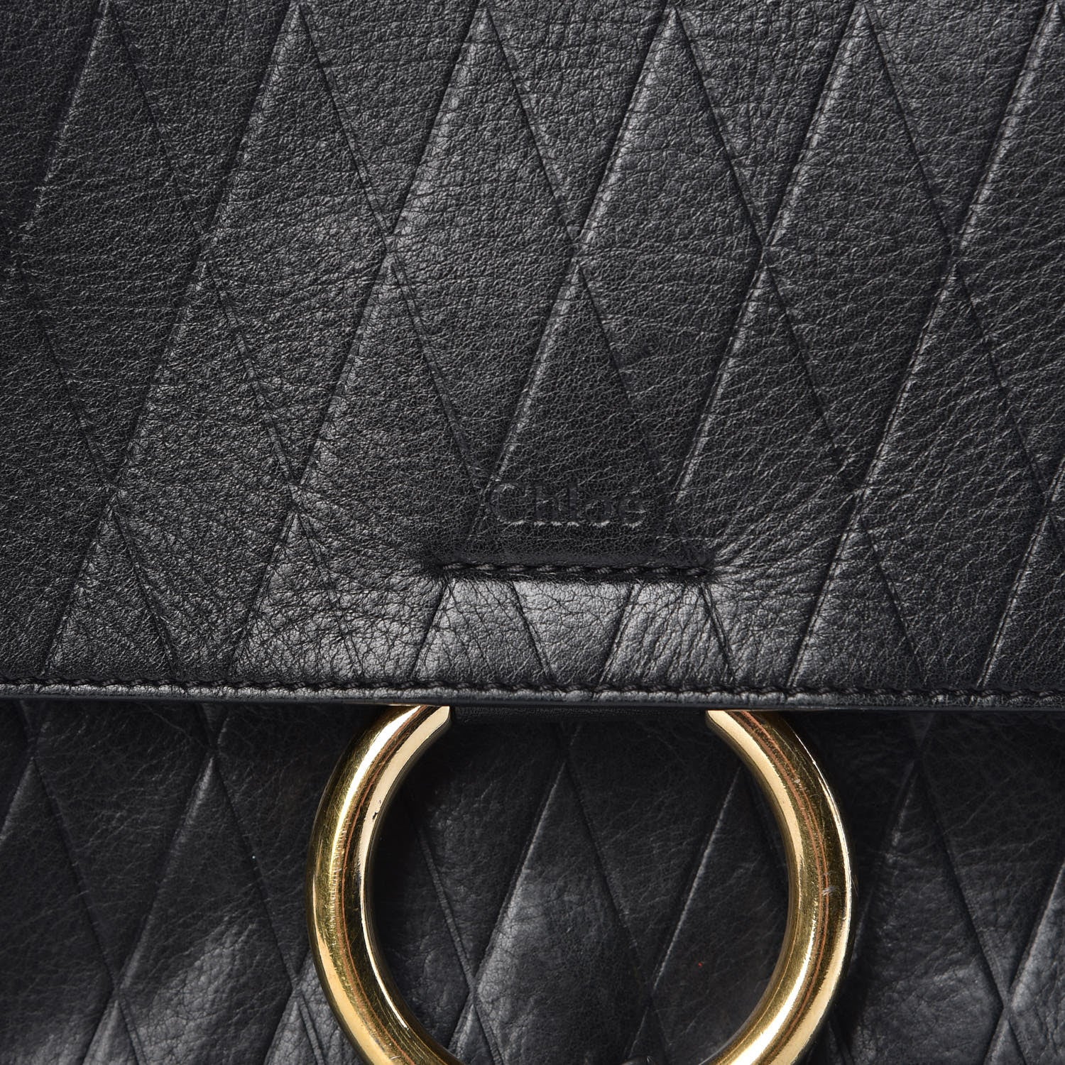 Chloe Calfskin Diamond Embossed Medium Faye Shoulder Bag Black 13 of 16