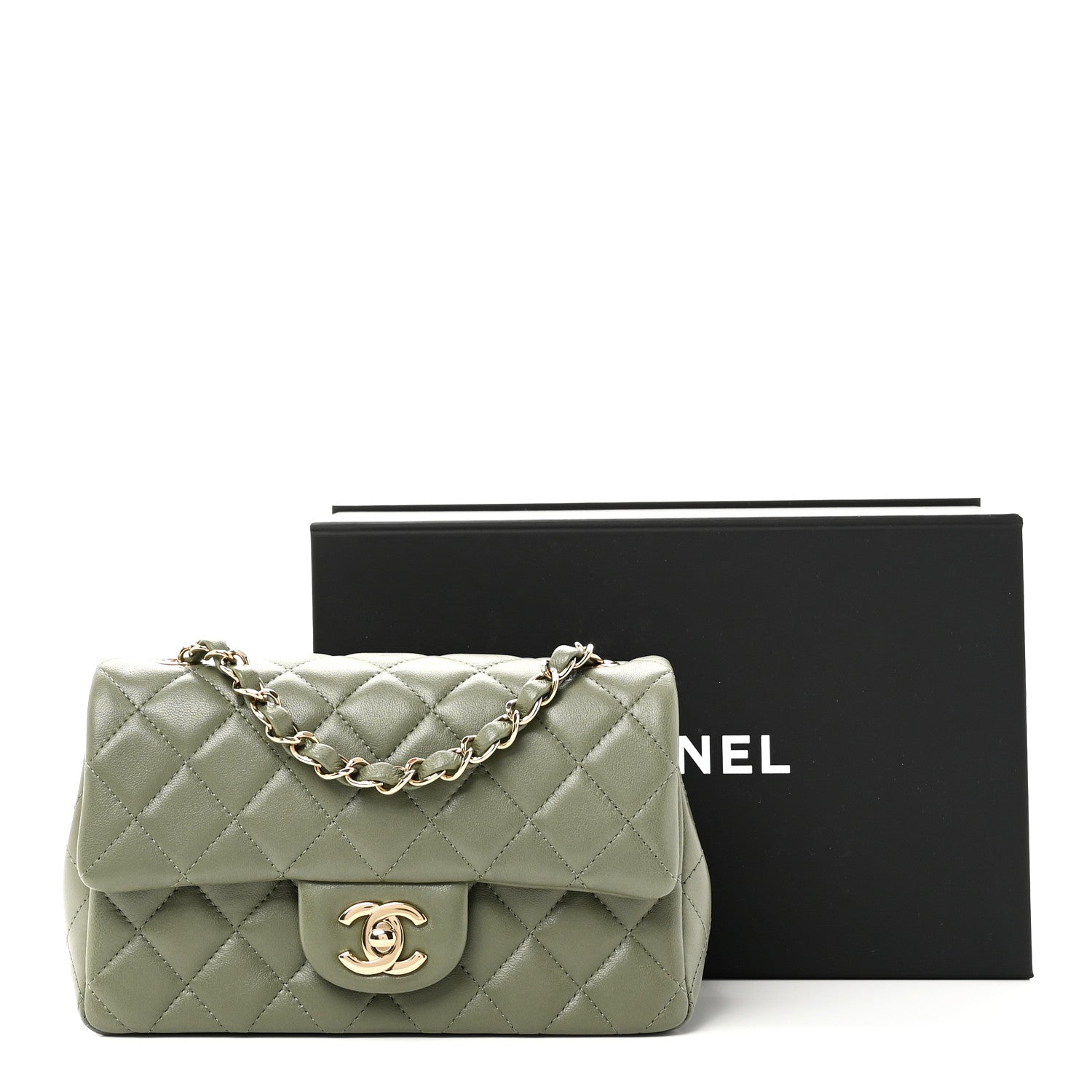 Chanel Lambskin Quilted Mini Rectangular Flap Green 11 of 11