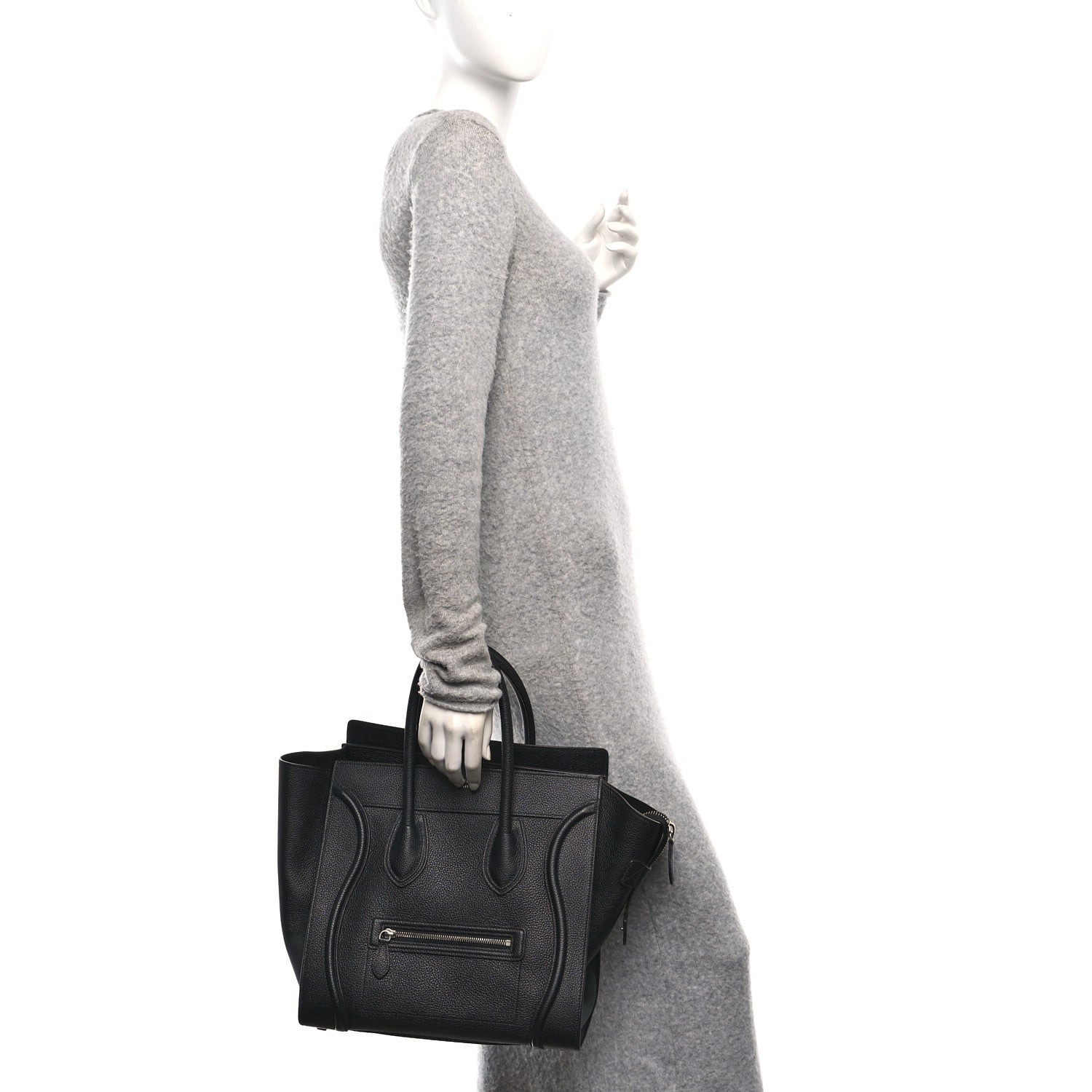 Celine Drummed Calfskin Mini Luggage Black 2 of 9