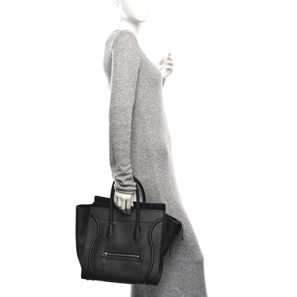 Celine Drummed Calfskin Mini Luggage Black 2 of 9