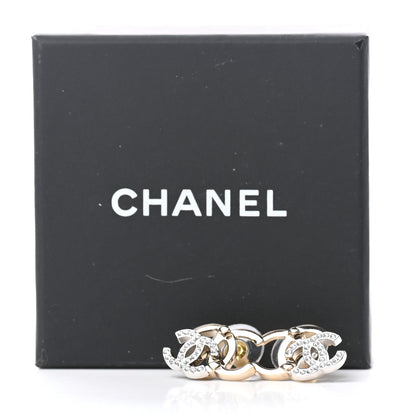 Chanel Crystal Double CC Earrings Gold Silver 5 of 5