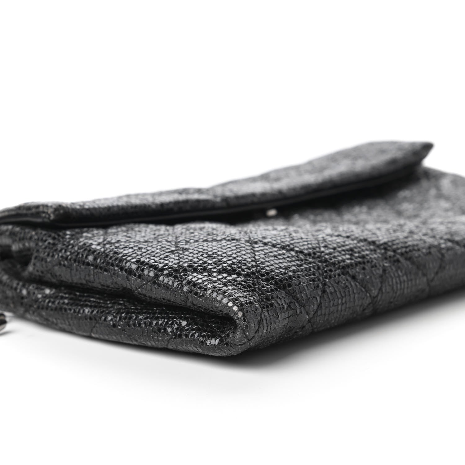 Chanel Iridescent Vinyl Quilted Clutch With Chain Black 6 of 11