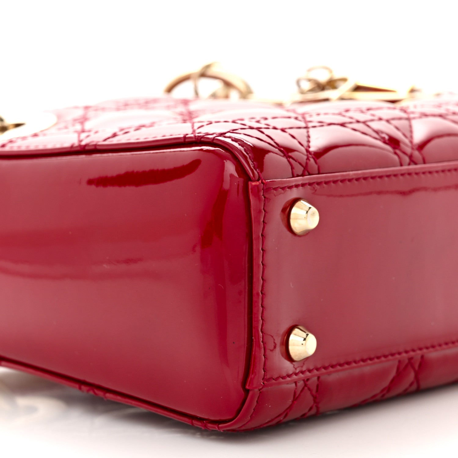 Christian Dior Patent Cannage Mini Lady Dior Red 9 of 13