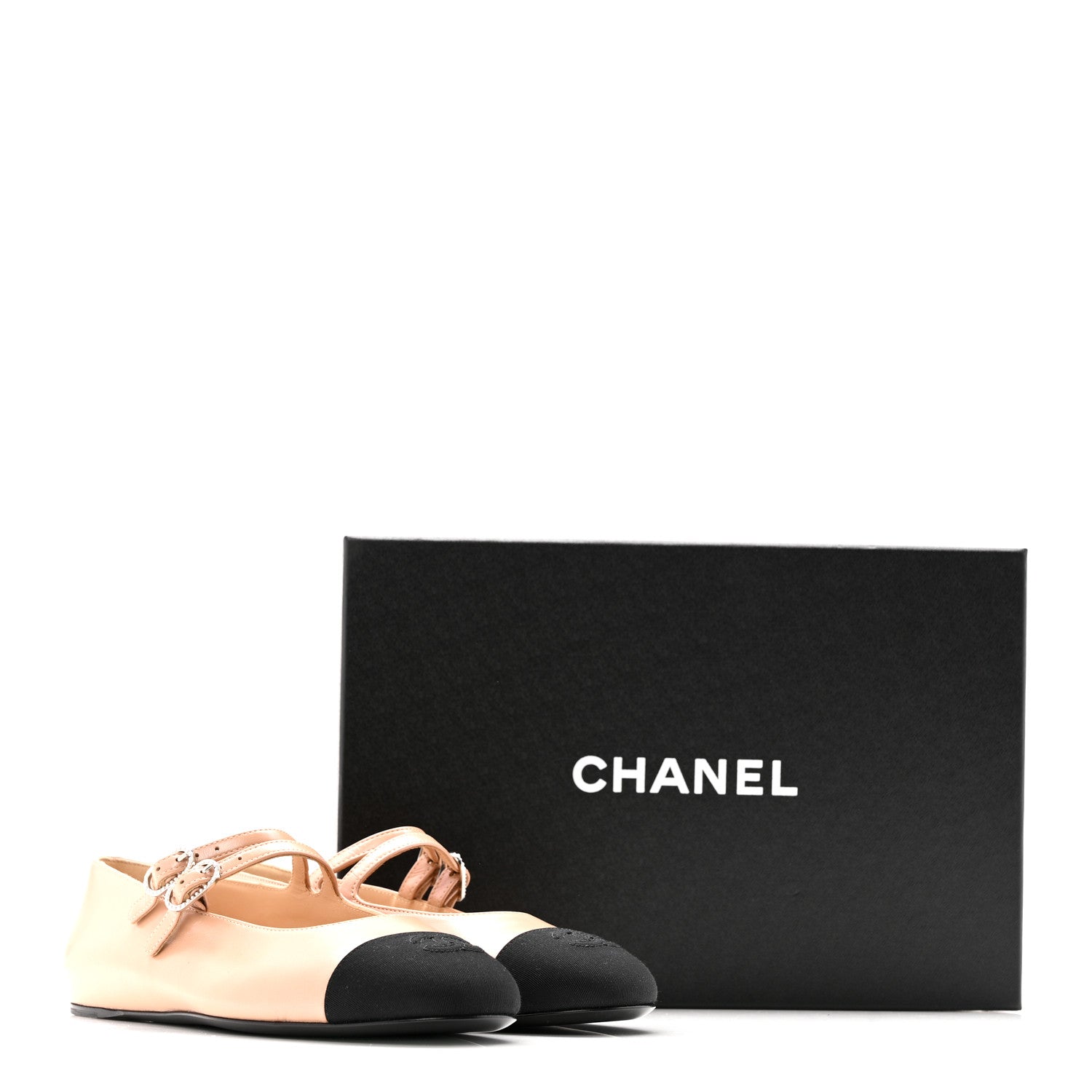 Chanel Lambskin Grosgrain Pearl Mary Jane Flats 38.5 Beige Black 10 of 10