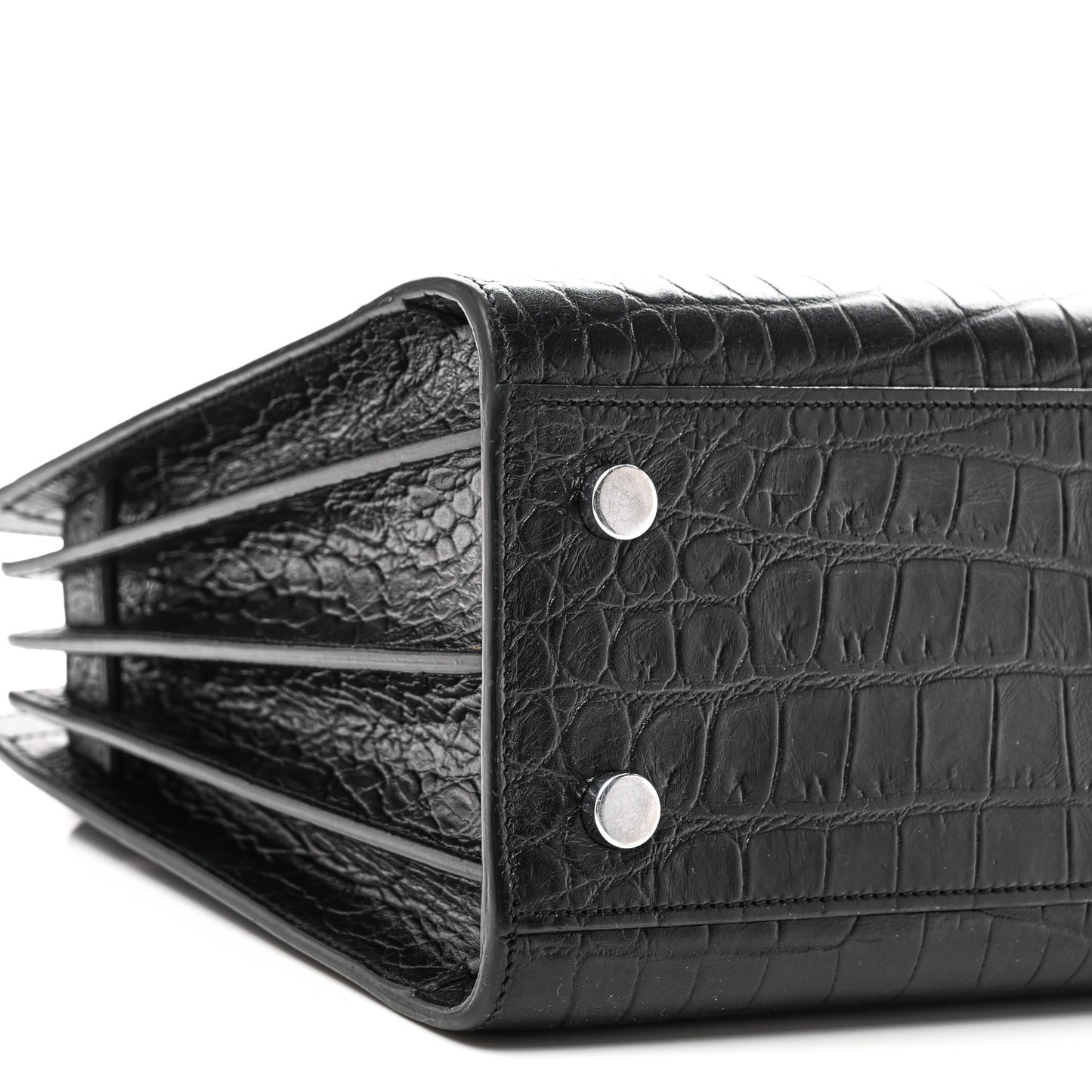 Calfskin Crocodile Embossed Baby Sac De Jour Black