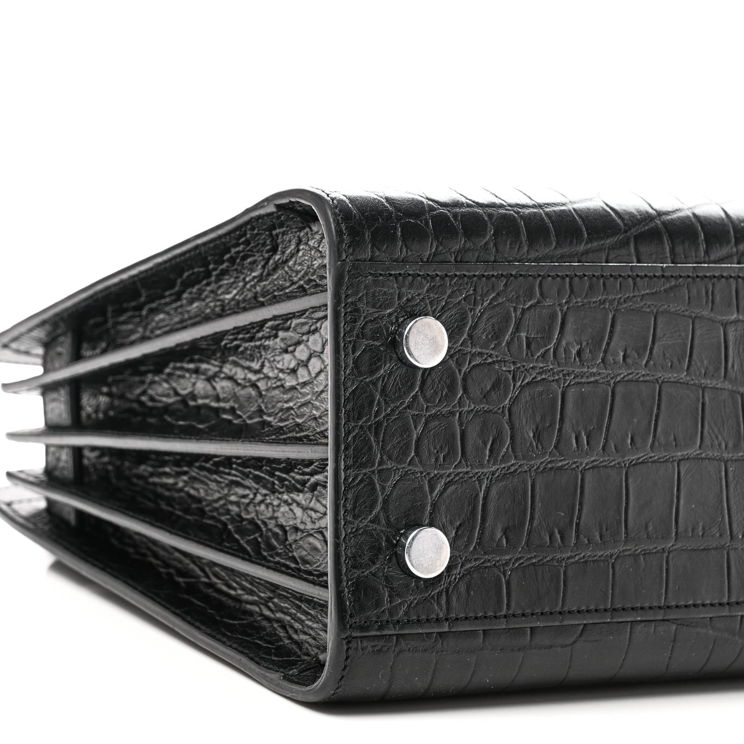 Saint Laurent Calfskin Crocodile Embossed Baby Sac De Jour Black 8 of 9