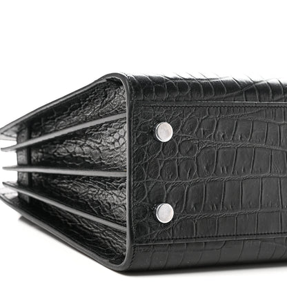 Saint Laurent Calfskin Crocodile Embossed Baby Sac De Jour Black 8 of 9