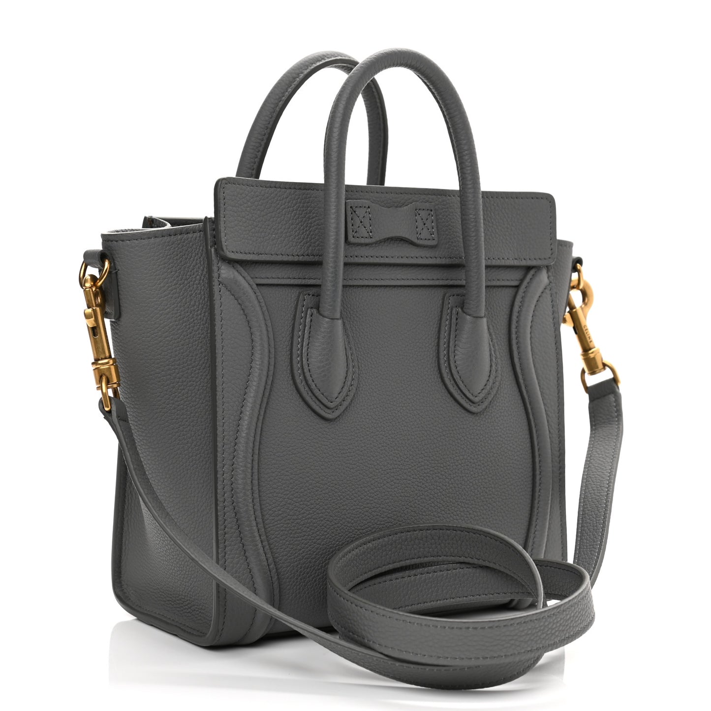 Drummed Calfskin Nano Luggage Kohl
