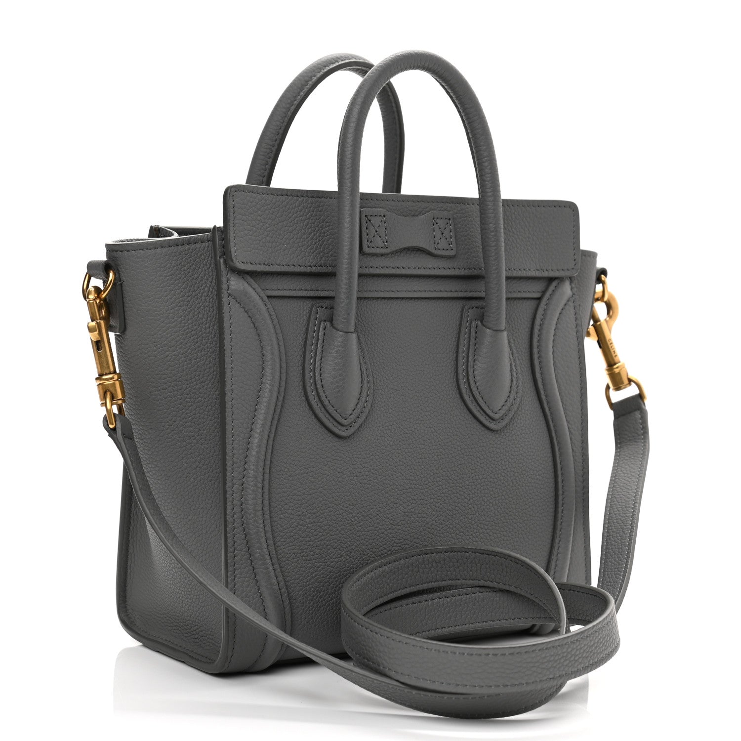 Celine Drummed Calfskin Nano Luggage Kohl 3 of 10