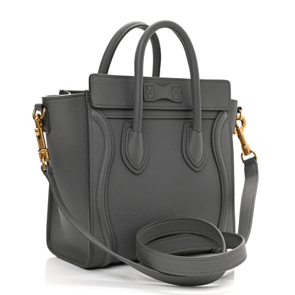 Celine Drummed Calfskin Nano Luggage Kohl 3 of 10