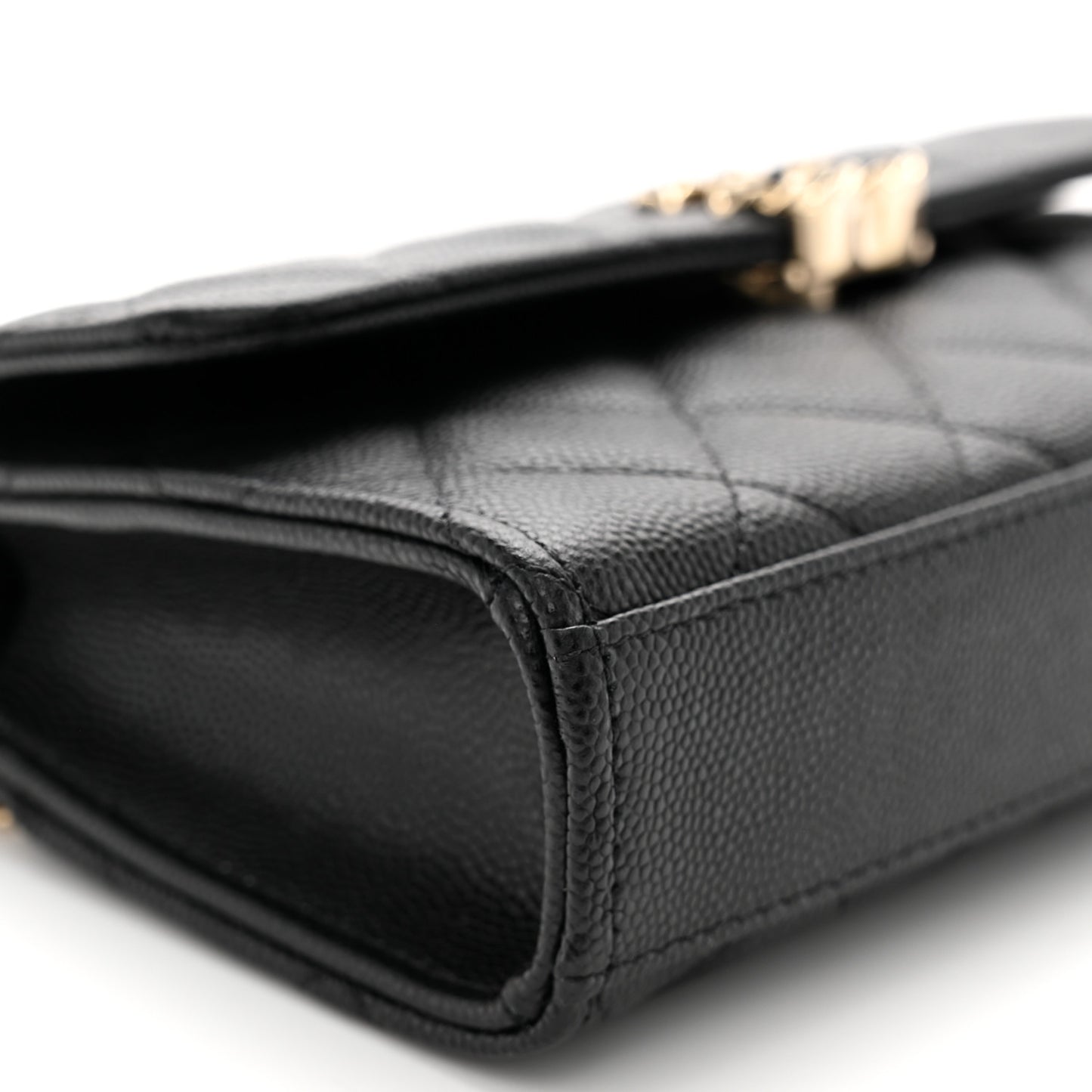 Caviar Quilted Chain Match Top Handle Phone Holder With Chain Black
