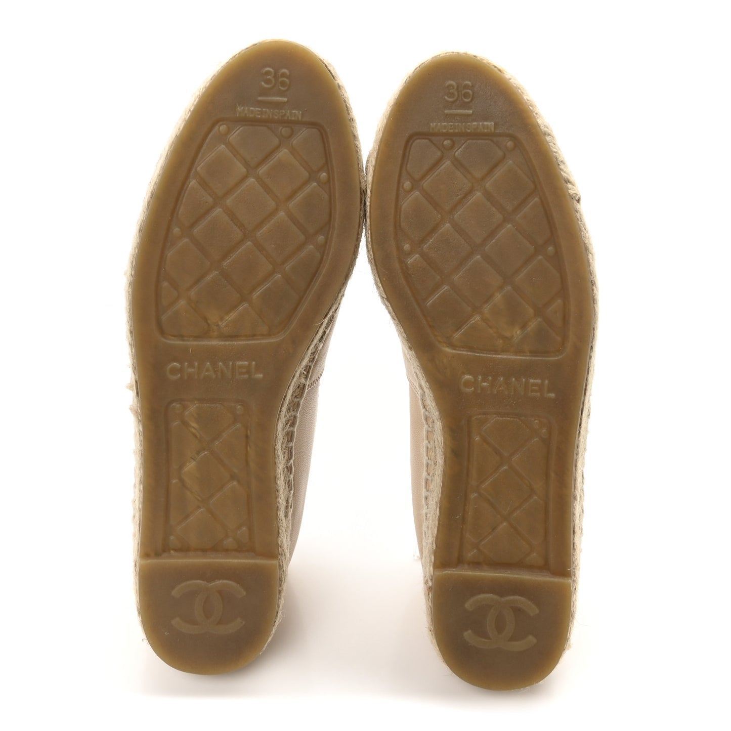 Lambskin CC Espadrilles 36 Beige Black