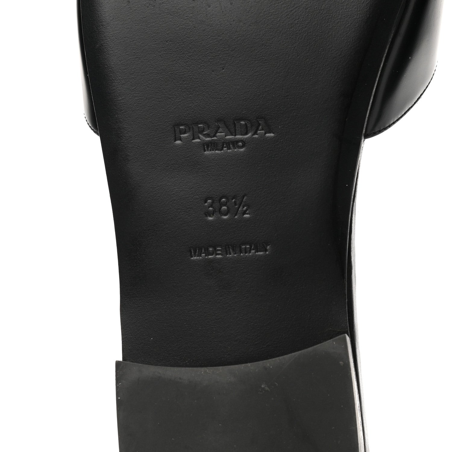 Prada Spazzolato Logo Triangle Cut Out Flat Slide Sandals 38.5 Black 6 of 8
