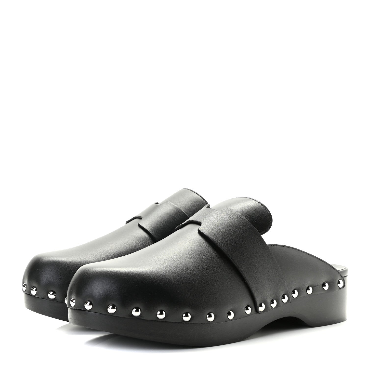 Hermes Calfskin Calya Mules 38 Black 2 of 10