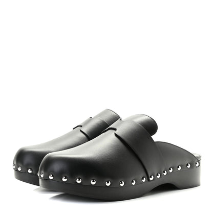 Hermes Calfskin Calya Mules 38 Black 2 of 10
