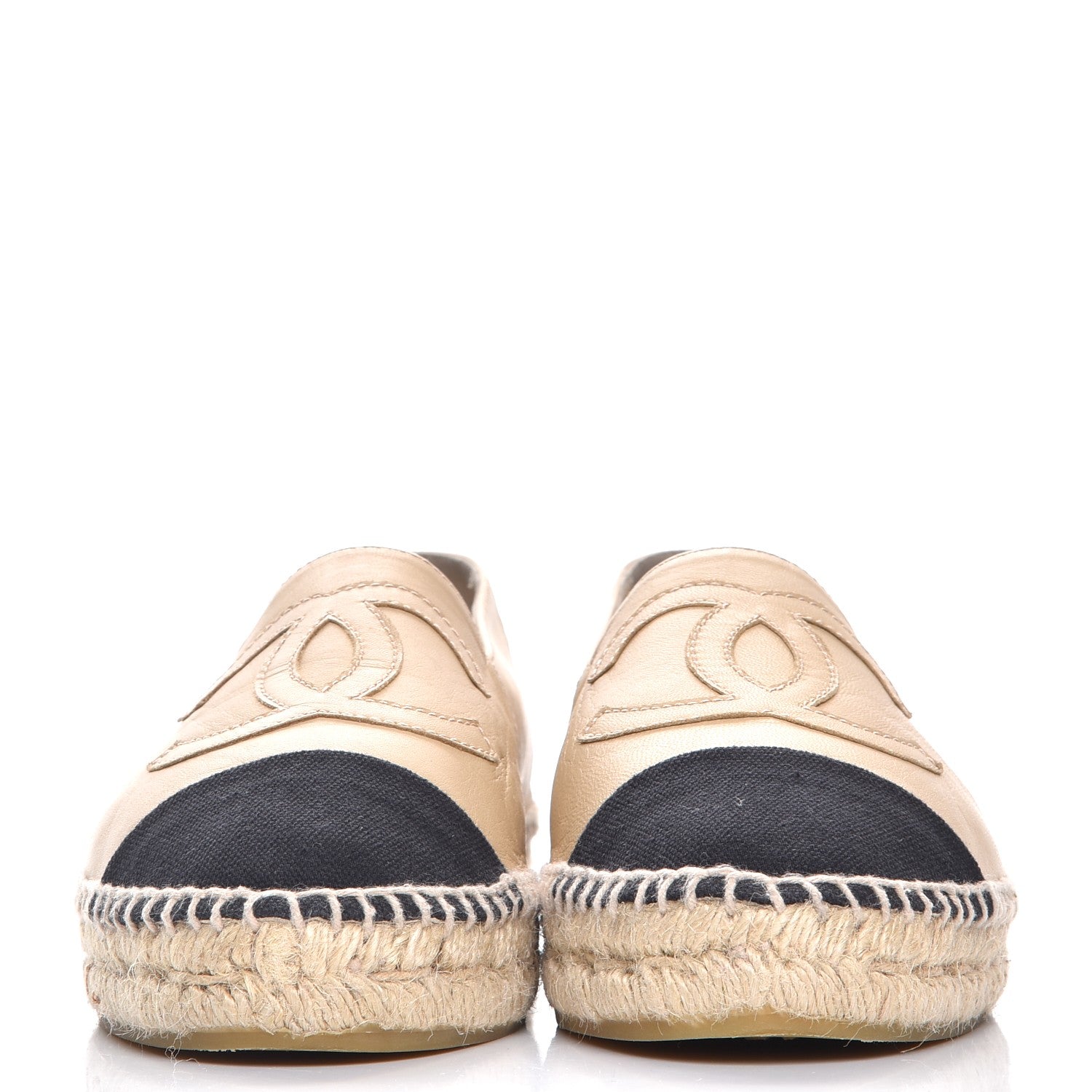 Chanel Lambskin CC Espadrilles 41 Beige Black 2 of 13