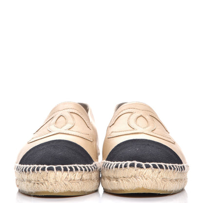 Chanel Lambskin CC Espadrilles 41 Beige Black 2 of 13