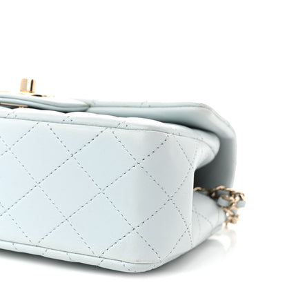 Chanel Lambskin Quilted Mini Top Handle Rectangular Flap Light Blue 10 of 10