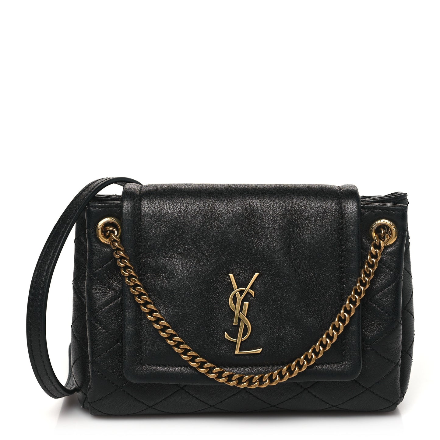 Lambskin Quilted Monogram Mini Nolita Black