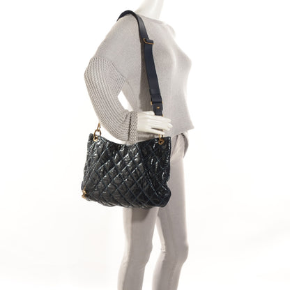 Chanel Crumpled Grained Calfskin Coco Pleats Hobo Dark Blue 2 of 7