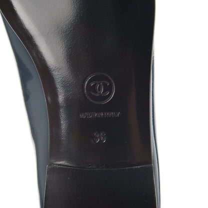 Chanel Patent Cap Toe Ballerina Flats 36 Blue 6 of 9