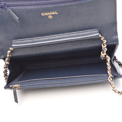 Chanel Caviar Quilted Wallet On Chain WOC Navy Blue 5 of 11