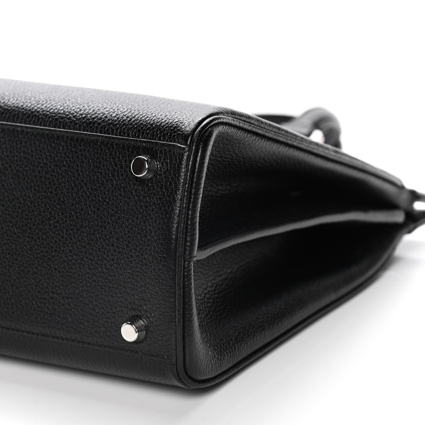 Grainy Calfskin Medium Zumi Top Handle Bag Black