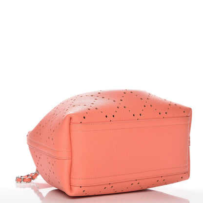 Chanel Caviar Perforated Drawstring CC Bag Coral Beige 4 of 9