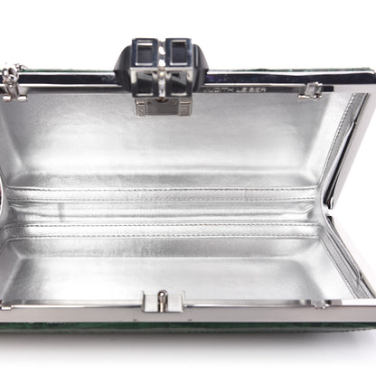 Judith Leiber Crocodile Faceted Clutch Emerald 6 of 14