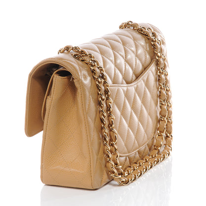 Chanel Caviar Quilted Medium Double Flap Beige 3 of 8
