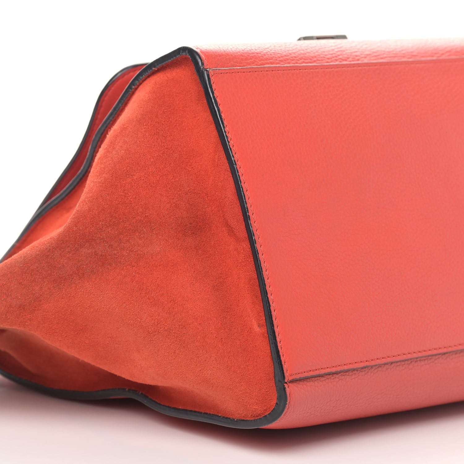 Celine Drummed Calfskin Suede Medium Trapeze Coquelicot 7 of 12