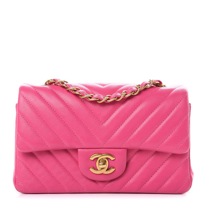 Chanel Lambskin Chevron Quilted Mini Rectangular Flap Pink 1 of 11