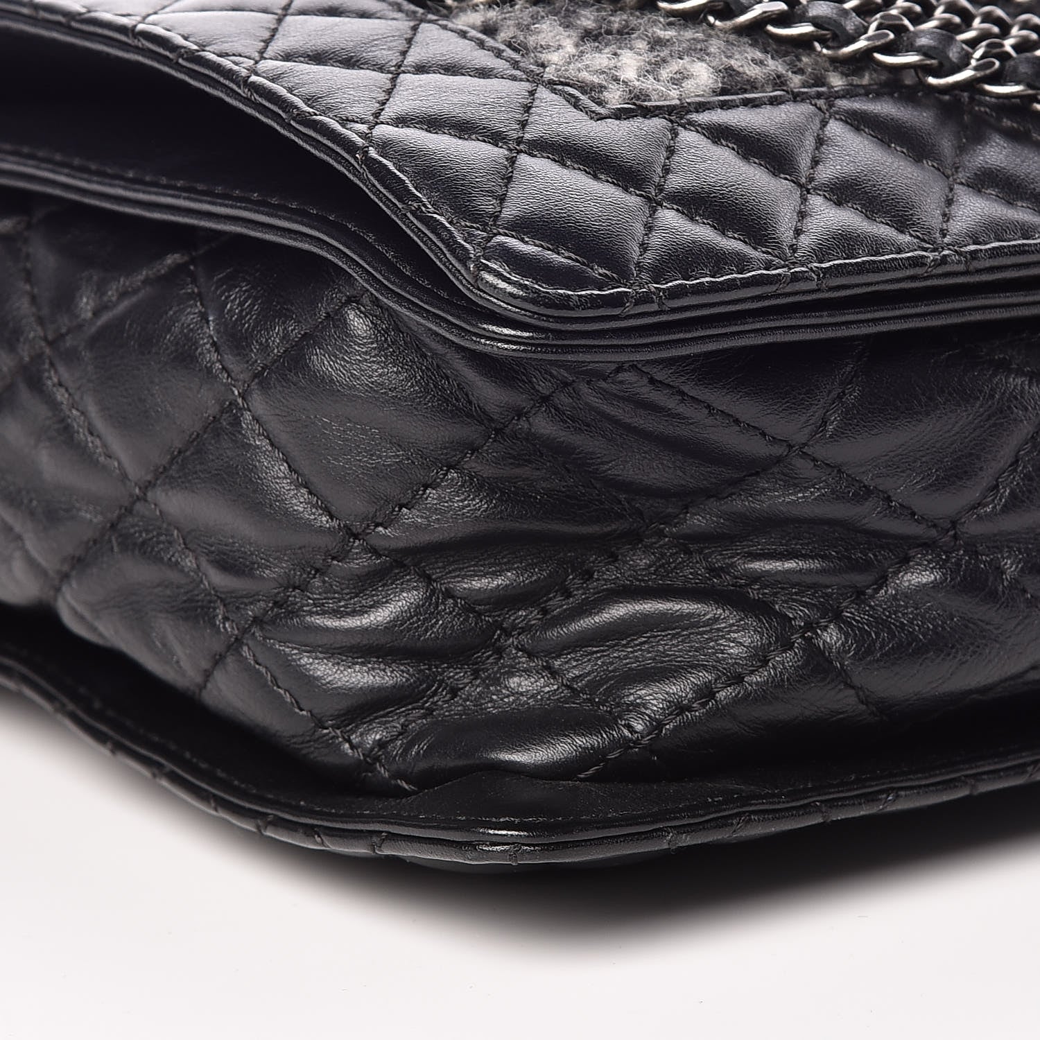 Chanel Calfskin Tweed Enchained XL Boy Flap Black 8 of 9