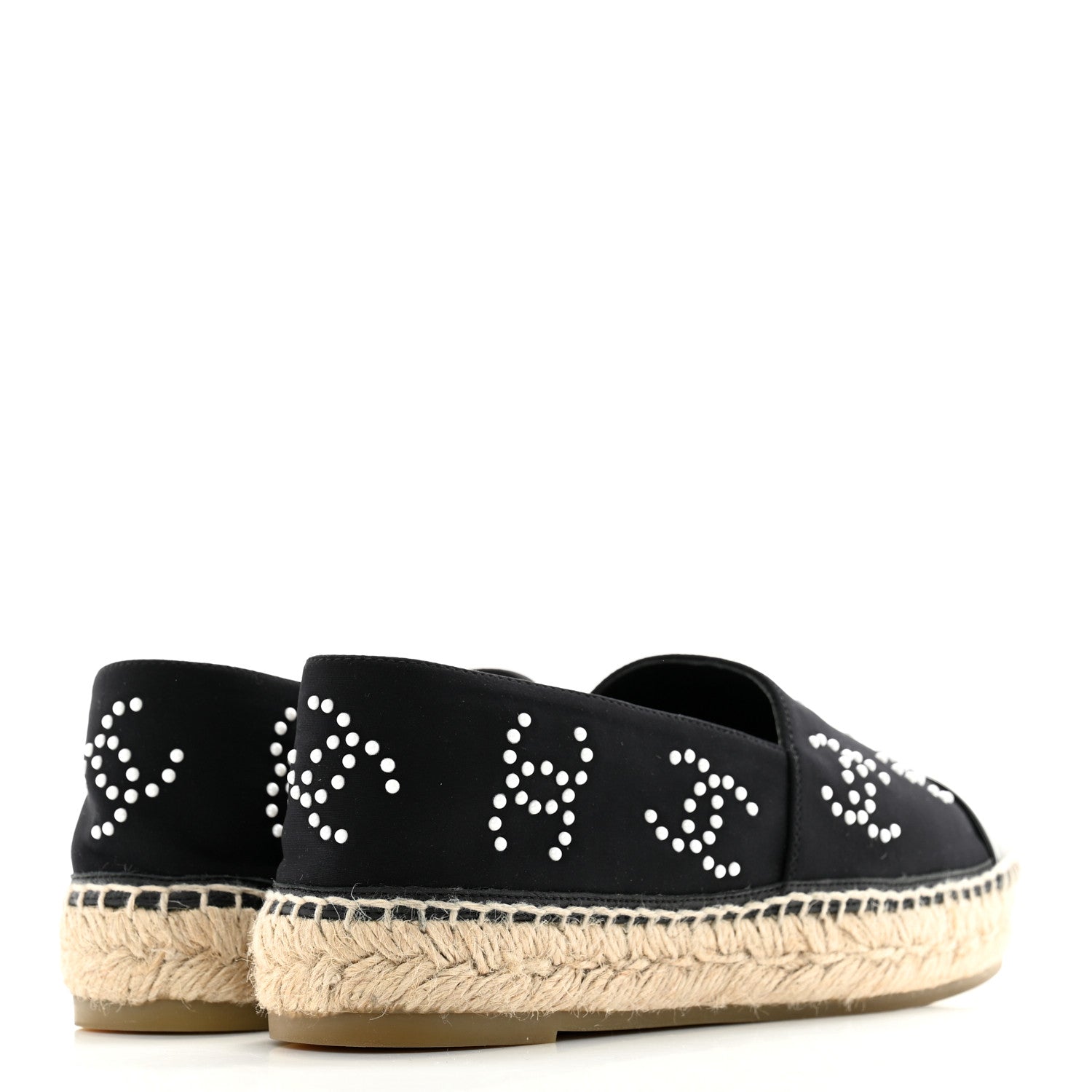 Chanel Neoprene Patent Calfskin Pearl CC Espadrilles 39 Black White 4 of 10