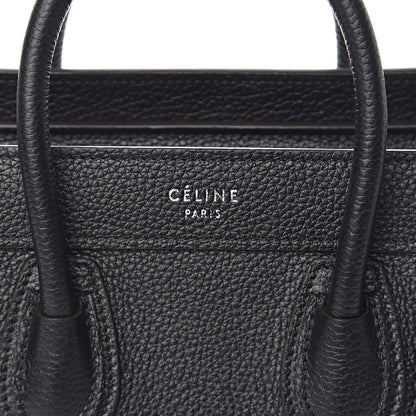 Celine Drummed Calfskin Nano Luggage Black 6 of 11