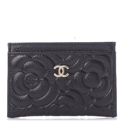 Chanel Caviar Camellia Embossed Card Holder Black 1 of 11