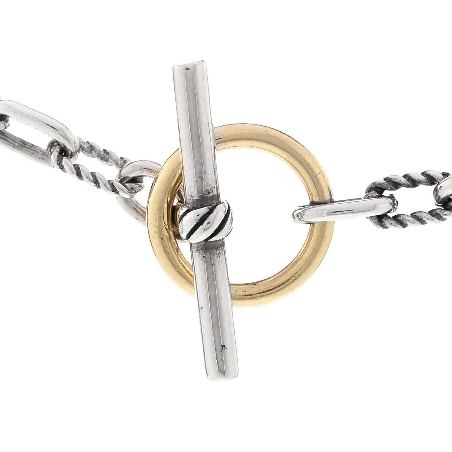 David Yurman Sterling Silver 18K Yellow Gold Madison Three Ring Chain Necklace 4 of 5