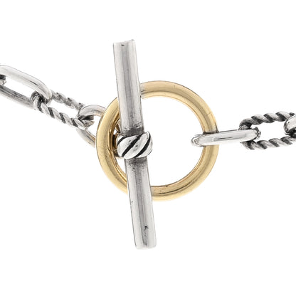 David Yurman Sterling Silver 18K Yellow Gold Madison Three Ring Chain Necklace 4 of 5
