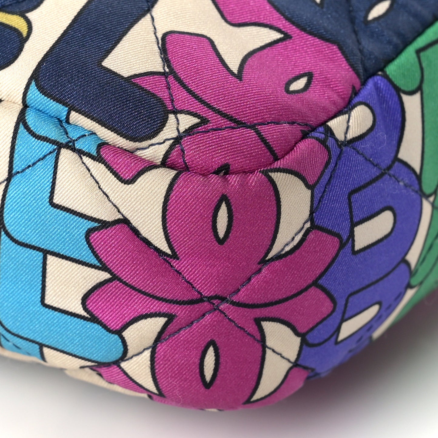 Printed Fabric Quilted Logo Single Flap Bag Multicolor