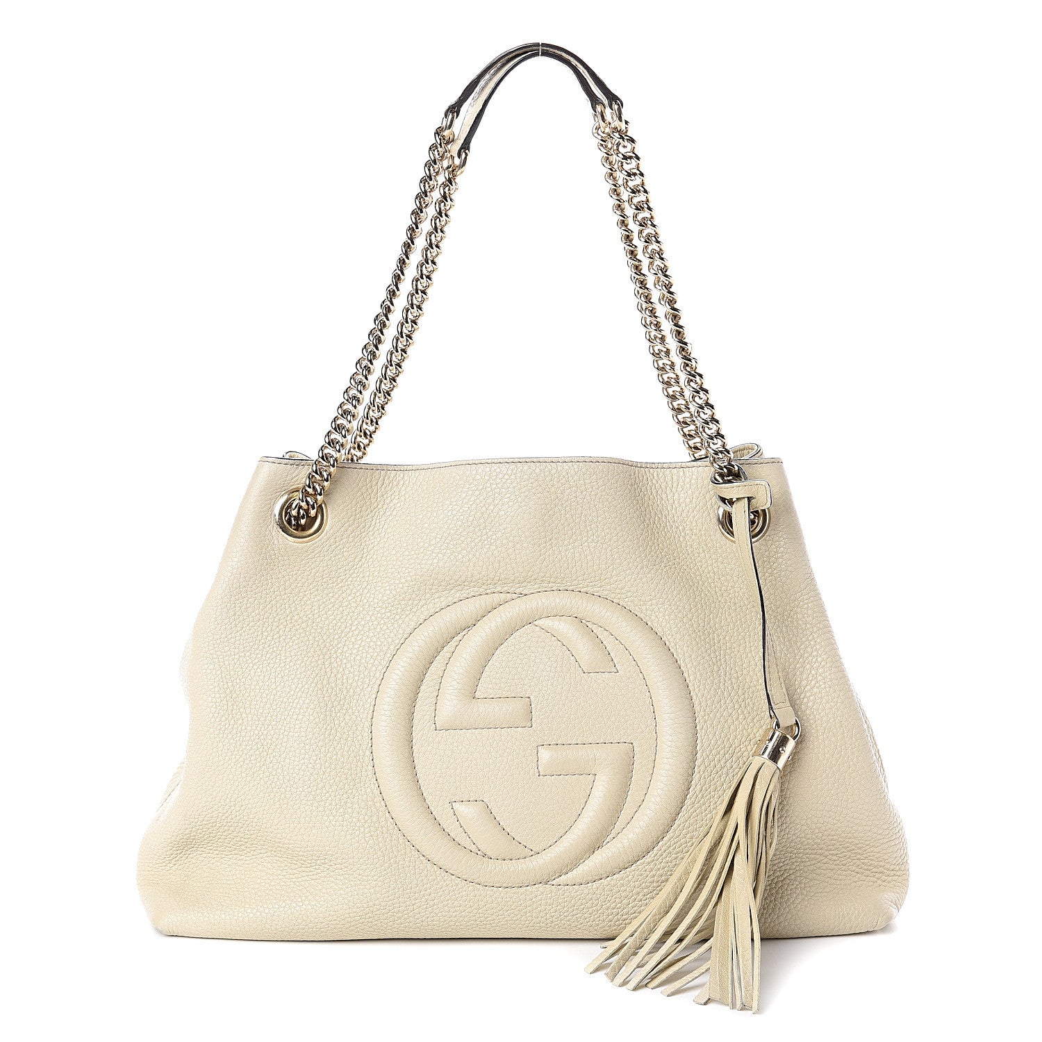 Gucci Pebbled Calfskin Medium Soho Chain Shoulder Bag Off White 1 of 8