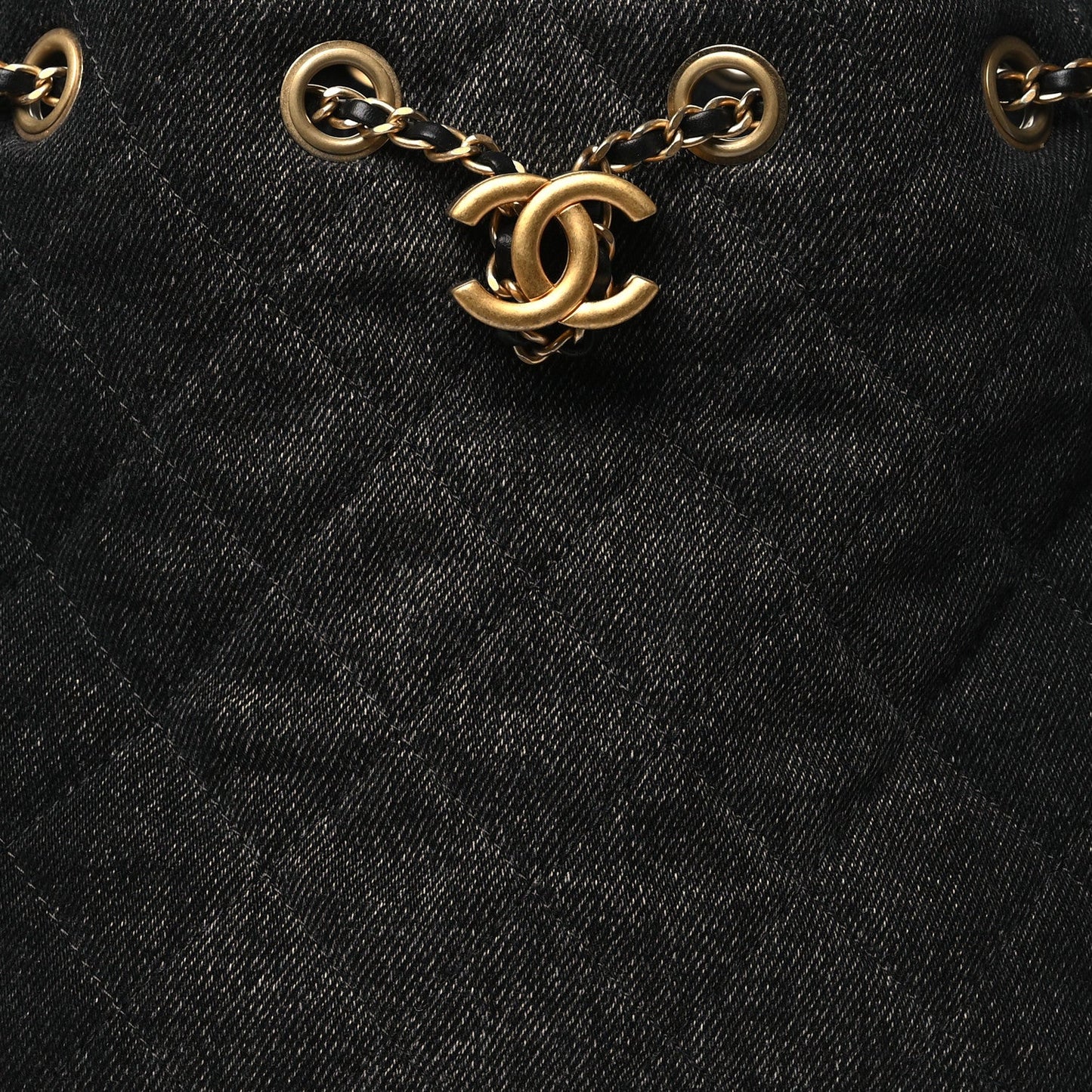 Denim Quilted Small Chanel 25 Handbag Black