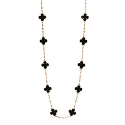 Van Cleef & Arpels 18K Yellow Gold Black Onyx 20 Motifs Vintage Alhambra Necklace 1 of 6