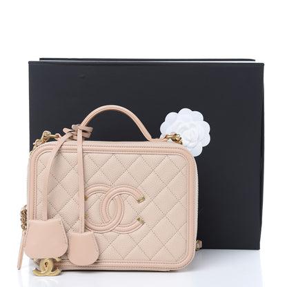 Chanel Caviar Quilted Medium CC Filigree Vanity Case Beige 10 of 10