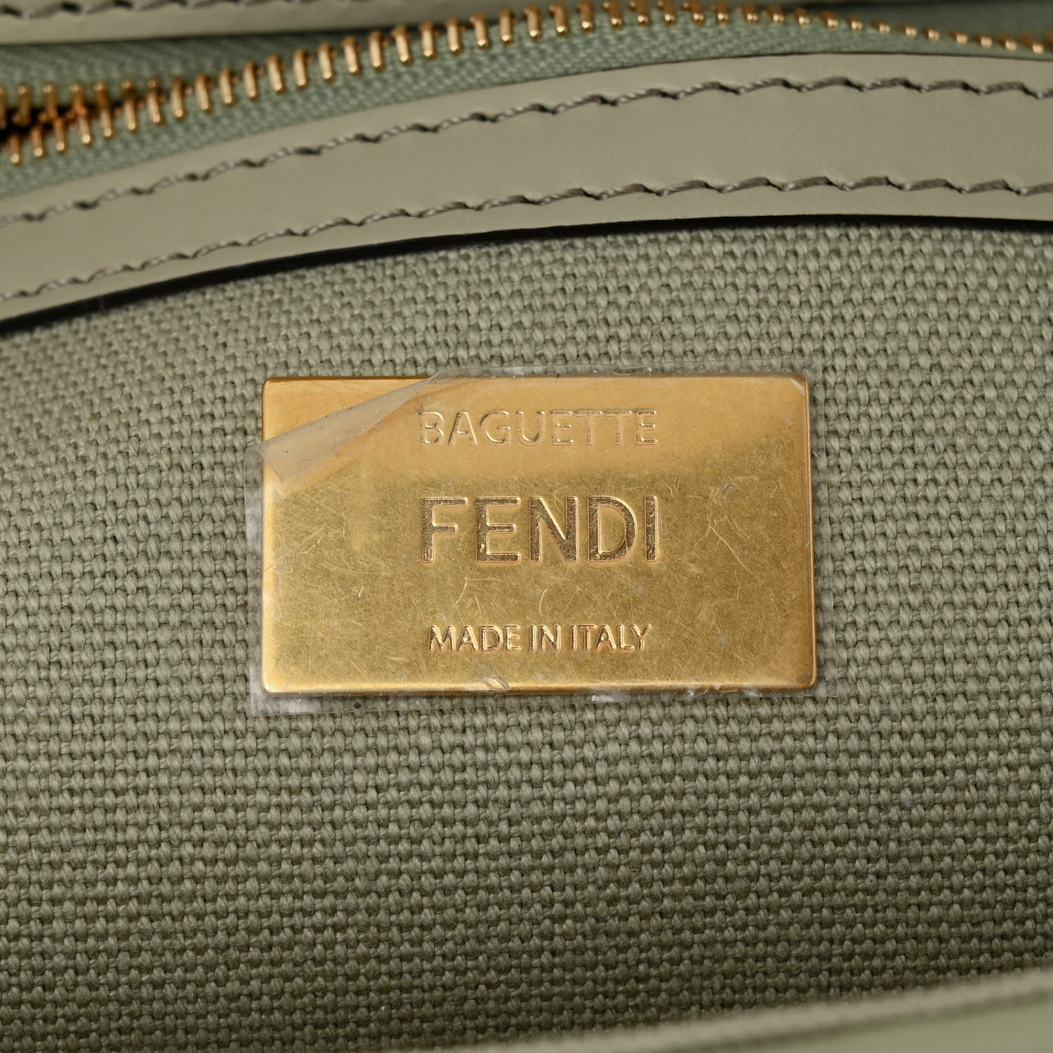 Fendi Canvas Vitello King FF Embroidered Baguette Green Tea 6 of 12